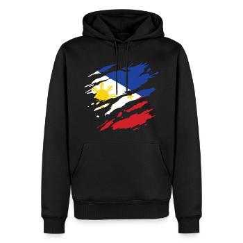 Philippinen - Nationalfahne, Kratzer, Risse - Männer Premium Bio Hoodie - Schwarz - Vorne - Nico (187cm)