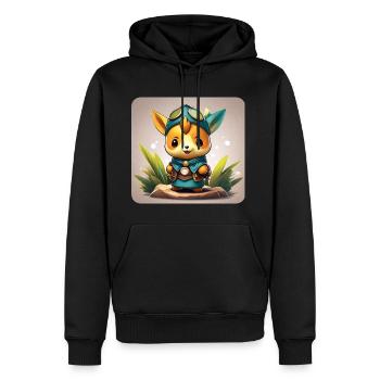 Mignon petit quokka - Sweat à capuche Premium bio Homme - noir - Devant - Nico (187cm)