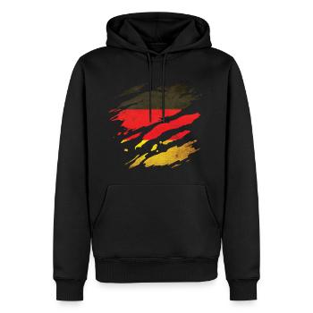Deutschland - Nationalfahne, Kratzer, Risse - Männer Premium Bio Hoodie - Schwarz - Vorne - Nico (187cm)