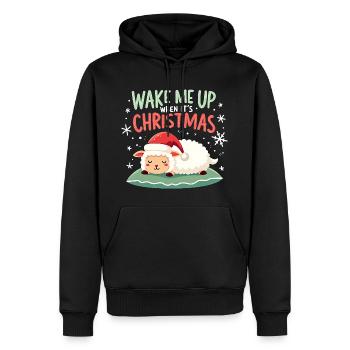 Weck mich auf wenn Weihnachten ist - süße Schafe - Männer Premium Bio Hoodie - Schwarz - Vorne - Nico (187cm)