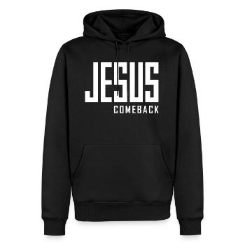 Jesus Comeback – Your Statement of Faith! - Men’s Premium Organic Hoodie - black - Front - Nico (187cm)