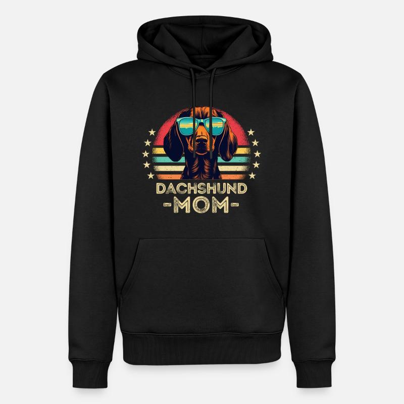 Teckel avec lunettes de soleil rétro - Sweat à capuche Premium bio Homme - noir