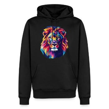Löwe Löwenkopf Bunt - Männer Premium Bio Hoodie - Schwarz - Vorne - Nico (187cm)
