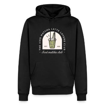 Iced matcha latte boisson japonaise humour - Sweat à capuche Premium bio Homme - noir - Devant - Nico (187cm)