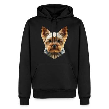 Yorkshire Terrier Low Poly Art Design - Sweat à capuche Premium bio Homme - noir - Devant - Nico (187cm)