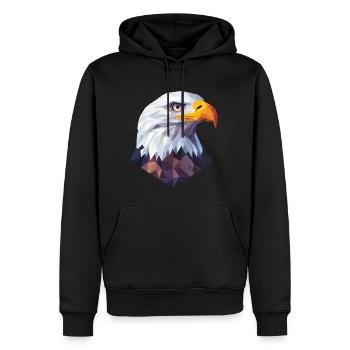 Adler Kopf Low Poly Logo Design - Männer Premium Bio Hoodie - Schwarz - Vorne - Nico (187cm)