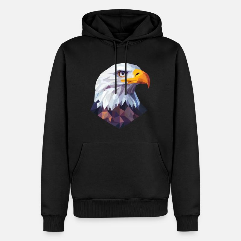 Conception du logo Low Poly de la tête d’aigle - Sweat à capuche Premium bio Homme - noir