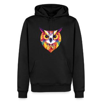 Low Poly Owl – un design moderne pour les petits malins - Sweat à capuche Premium bio Homme - noir - Devant - Nico (187cm)