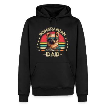 Zwergspitz mit Sonnenbrille Papa retro - Männer Premium Bio Hoodie - Schwarz - Vorne - Nico (187cm)