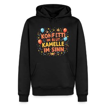 Konfetti im Blut Kamelle im Sinn Kostüm Karneval - Männer Premium Bio Hoodie - Schwarz - Vorne - Nico (187cm)