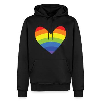 Regenbogen - Herz - Männer Premium Bio Hoodie - Schwarz - Vorne - Nico (187cm)