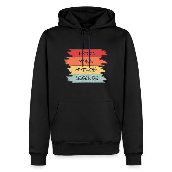 Papa Mann Mythos Legende - Männer Premium Bio Hoodie - Schwarz - Vorne - Nico (187cm)