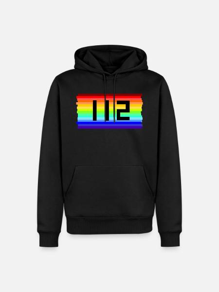 112-Regenbogen - Männer Premium Bio Hoodie - Schwarz