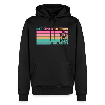 Direct Support Professional - Men’s Premium Organic Hoodie - black - Front - Nico (187cm)