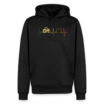 Traktor Herzschlag Landwirt EKG Bauer Retro - Männer Premium Bio Hoodie - Schwarz - Vorne - Nico (187cm)