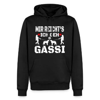 Mir reichts ich geh gassi - Männer Premium Bio Hoodie - Schwarz - Vorne - Nico (187cm)