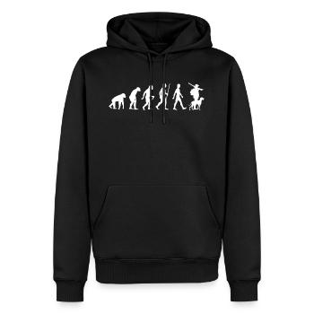Evolution Jäger mit Hund Geschenk Geschenkidee - Männer Premium Bio Hoodie - Schwarz - Vorne - Nico (187cm)