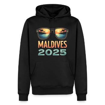 Maldives 2025 - Vacay Sirène - Sweat à capuche Premium bio Homme - noir - Devant - Nico (187cm)
