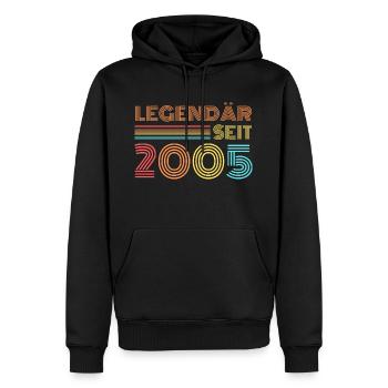 LEGENDÄR seit 2005 - Männer Premium Bio Hoodie - Schwarz - Vorne - Nico (187cm)
