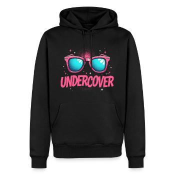 Discours sous couverture - Conception de lunettes de soleil - Sweat à capuche Premium bio Homme - noir - Devant - Nico (187cm)