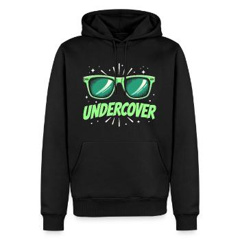 Discours sous couverture - Conception de lunettes de soleil - Sweat à capuche Premium bio Homme - noir - Devant - Nico (187cm)