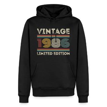 1986 Anniversaire 1986 Retro 1986 Cadeau 1986 - Sweat à capuche Premium bio Homme - noir - Devant - Nico (187cm)