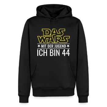 44. Geburtstag Das Wars Mit der Jugend Ich bin 44 - Männer Premium Bio Hoodie - Schwarz - Vorne - Nico (187cm)