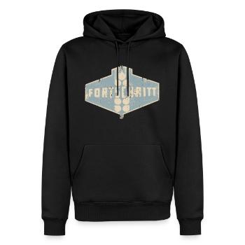 FORTSCHRITT - Retro - Ostalgie - DDR - Männer Premium Bio Hoodie - Schwarz - Vorne - Nico (187cm)