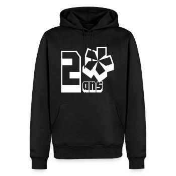 J'ai 2* ans - Sweat à capuche Premium bio Homme - noir - Devant - Nico (187cm)