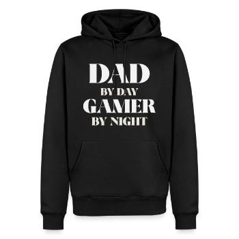DAD by day GAMER by night Father's Day Fathers Day - Men’s Premium Organic Hoodie - black - Front - Nico (187cm)