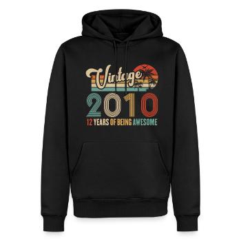 Vintage 2010 Anniversaire 12 ans D'être Awesome - Sweat à capuche Premium bio Homme - noir - Devant - Nico (187cm)