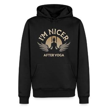 Drôle Yoga Méditation Chakra Jeu de mots - Sweat à capuche Premium bio Homme - noir - Devant - Nico (187cm)