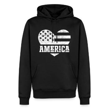 Amerika Flagge Herz Weiß - Männer Premium Bio Hoodie - Schwarz - Vorne - Nico (187cm)