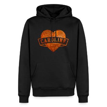 Caroline - Männer Premium Bio Hoodie - Schwarz - Vorne - Nico (187cm)