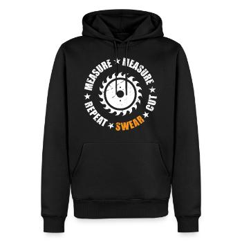 Mesurer Mesurer Répéter Jurer Couper Idée Cadeau - Sweat à capuche Premium bio Homme - noir - Devant - Nico (187cm)