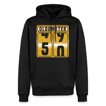 T-shirt d'anniversaire en or "Oldometer 50" pour - Sweat à capuche Premium bio Homme - noir - Devant - Nico (187cm)