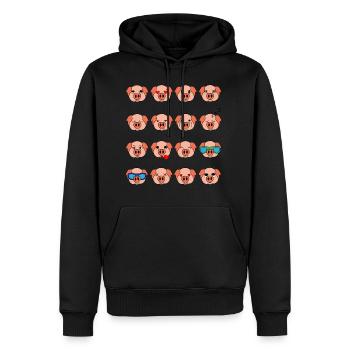 Cute Pig Pink Different Mood Emoticon Faces Of - Men’s Premium Organic Hoodie - black - Front - Nico (187cm)