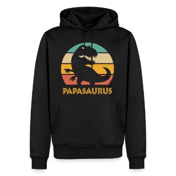 Papasaurus (Meilleur papa / père / papa / 5C PNG) - Sweat à capuche Premium bio Homme - noir - Devant - Nico (187cm)