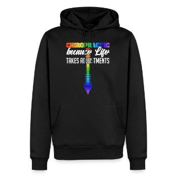 Behandlung von Wirbelsäulenfehlstellungen medizinisch anpassen - Männer Premium Bio Hoodie - Schwarz - Vorne - Nico (187cm)