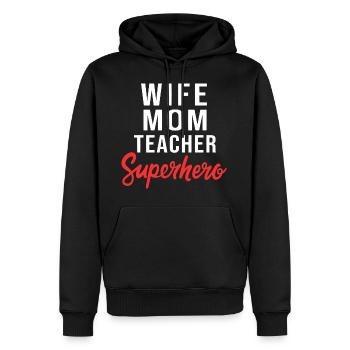 Frau Mama Lehrer Superheld Blumen süße Mütter Tag - Männer Premium Bio Hoodie - Schwarz - Vorne - Nico (187cm)