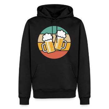 2 Maßkrüge stoßen an, Prosit! (Bier / Sonne / 5C) - Männer Premium Bio Hoodie - Schwarz - Vorne - Nico (187cm)