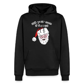 Demandez à votre maman si je suis un vrai père - Sweat à capuche Premium bio Homme - noir - Devant - Nico (187cm)