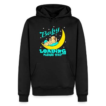 Chargement du bébé S’il vous plaît Attendre la chemise de grossesse pour - Sweat à capuche Premium bio Homme - noir - Devant - Nico (187cm)