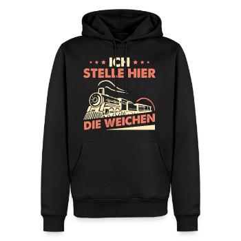 Ich Stelle Hier Die Weichen - Männer Premium Bio Hoodie - Schwarz - Vorne - Nico (187cm)