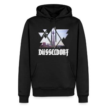 Düsseldorf Allemagne Ville Skyline Accueil Amour - Sweat à capuche Premium bio Homme - noir - Devant - Nico (187cm)