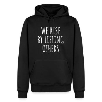Nous nous levons en soulevant les autres I - Sweat à capuche Premium bio Homme - noir - Devant - Nico (187cm)