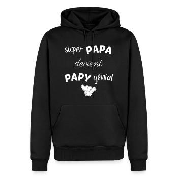 SUPER PAPA DEVIENT PAPY GENIAL - Sweat à capuche Premium bio Homme - noir - Devant - Nico (187cm)