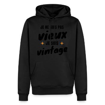 Ich bin nicht alt Ich bin Vintage - Männer Premium Bio Hoodie - Schwarz - Vorne - Nico (187cm)