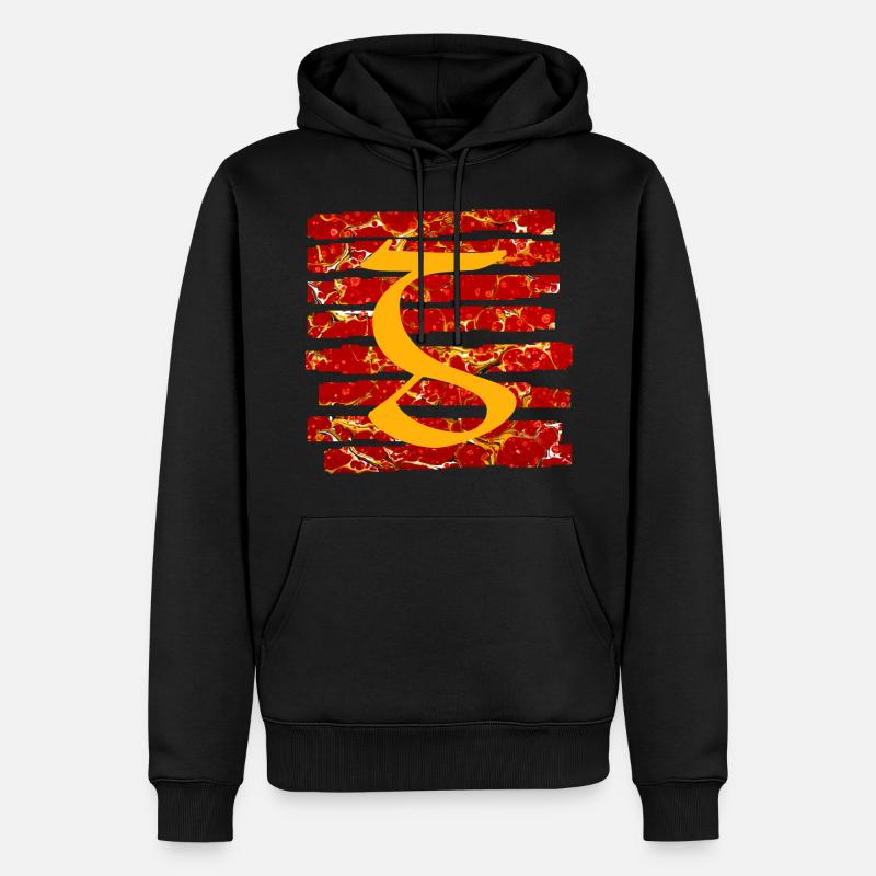 Bandes E 232 g - Sweat à capuche Premium bio Homme - noir