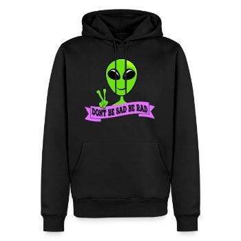 Ne soyez pas triste signe de paix Design T-shirt - Sweat à capuche Premium bio Homme - noir - Devant - Nico (187cm)